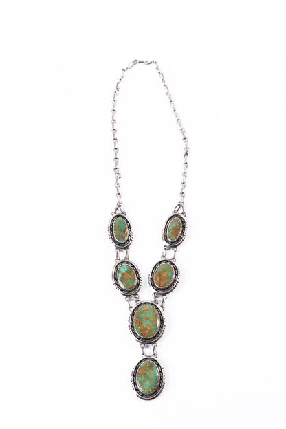 Green Tourquoise Pendant Necklace in Sterling Silver