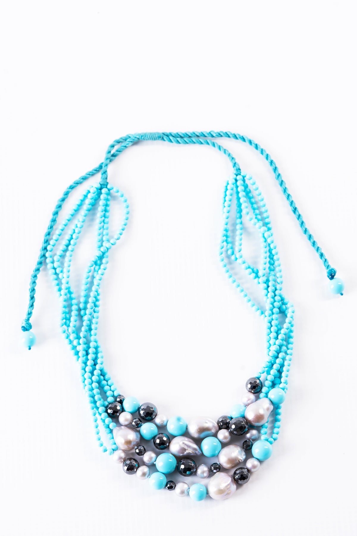 Turquoise & Pearl Multi-Strand Nacklace