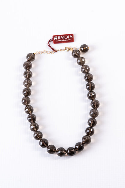 Smokey Quartz Beaded Necklace, 18k Gold