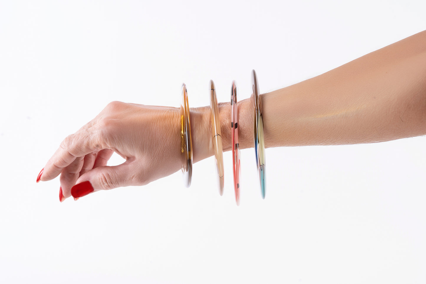 Navy, Caramel & Mint Abstract Acrylic Flat Bangle