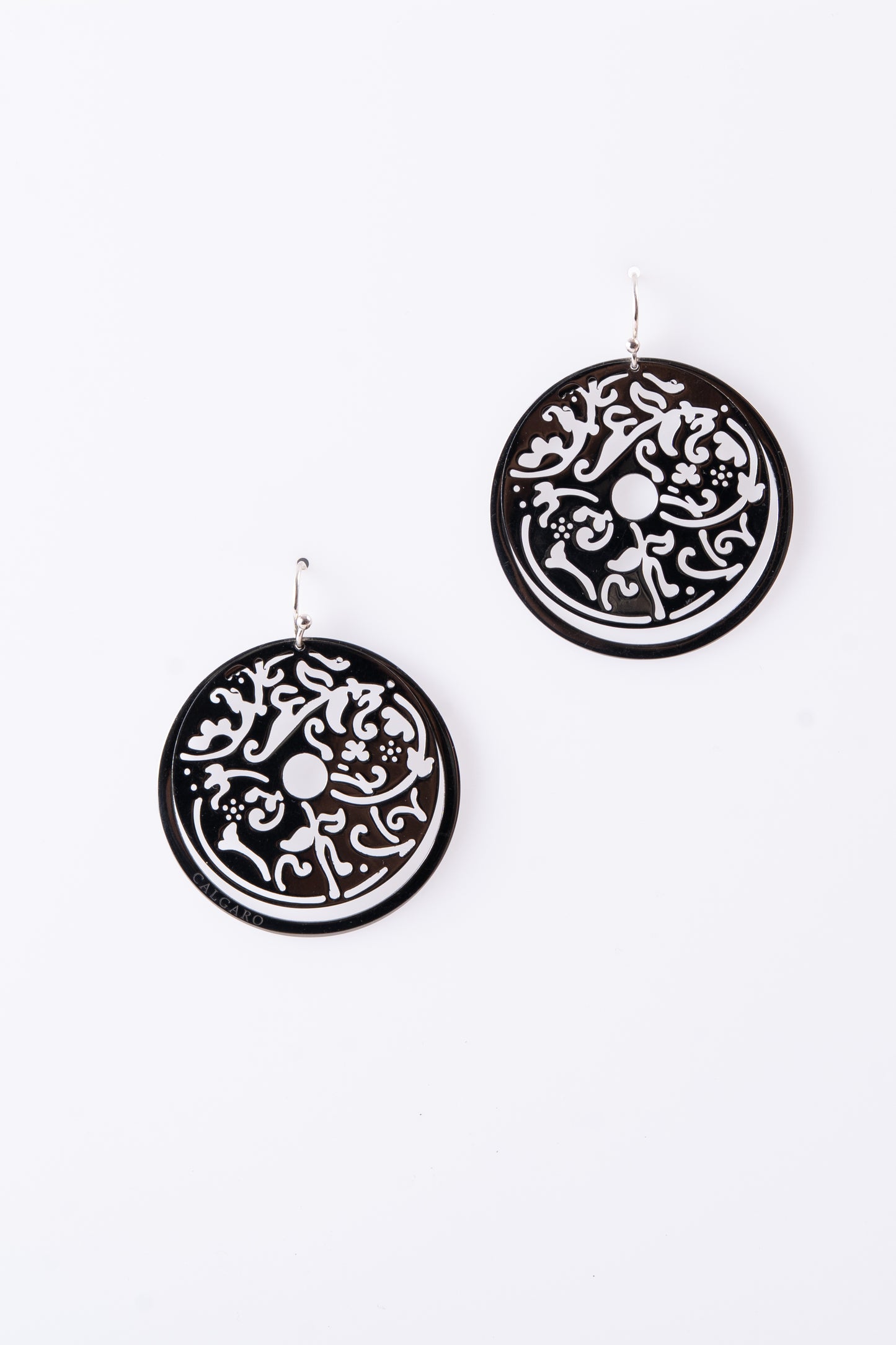 Oxidized Sterling Silver Filigree Circle Drop Earrings
