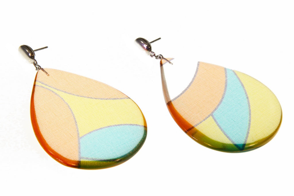Multi-color Acrylic and Sterling Silver Teardrop Earrings