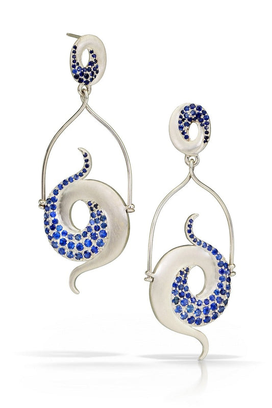 Galaxy Blue Sapphire Chandelier Earrings by Martha Seely