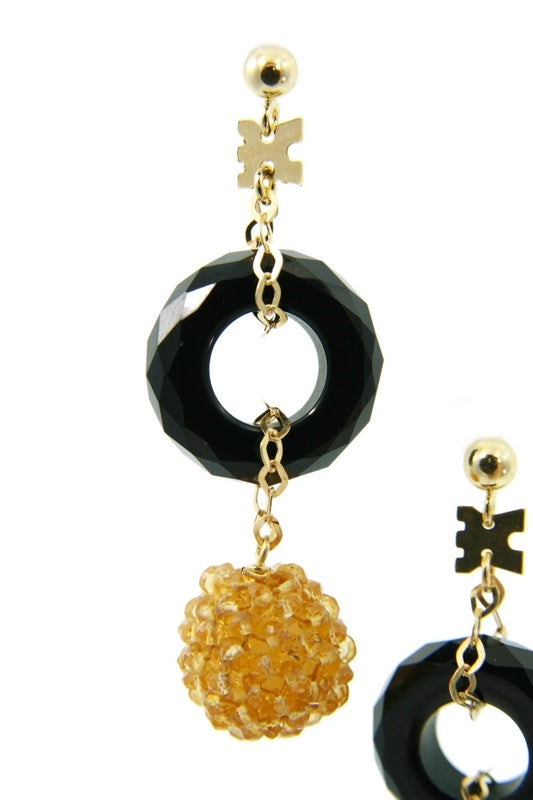 Citrine & Onyx Drop Earring, 18k Gold view 2