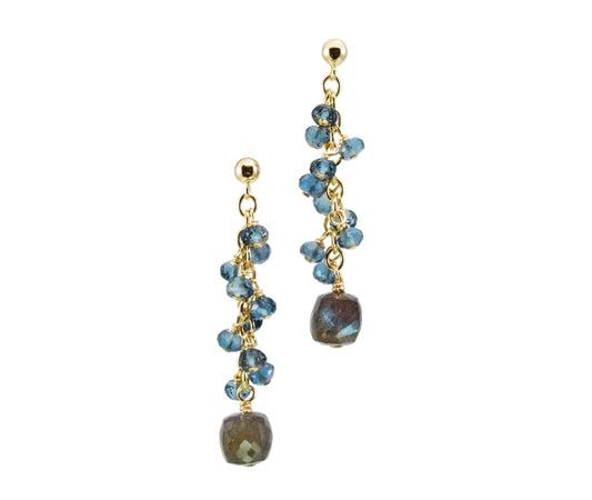 London Blue Topaz & Labradorite Gemstone Drop Earring