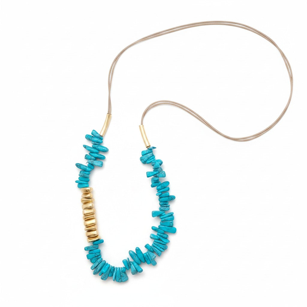 Agnes Light Blue Long Beaded Necklace