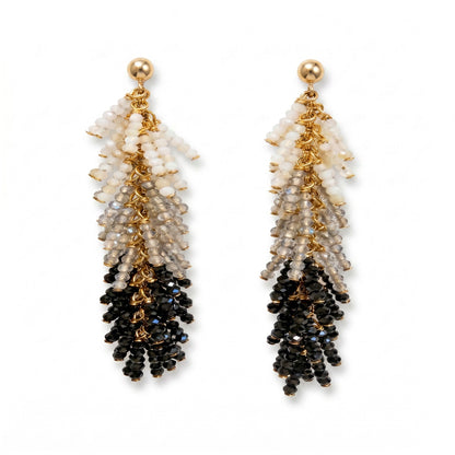 Chandelier Earrings in White Opal, Labradorite & Spinel Gemstones