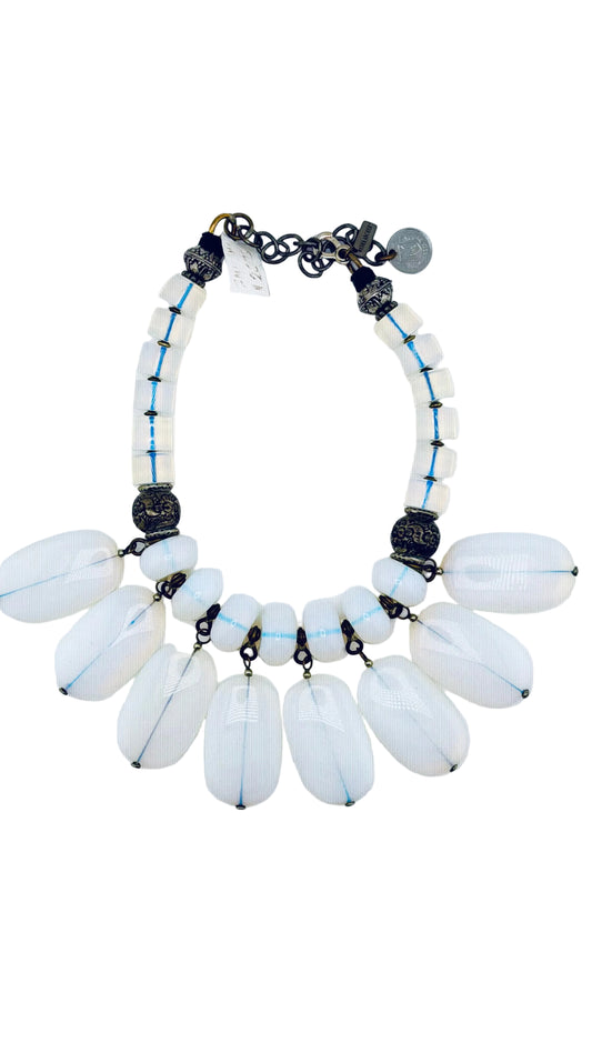 Opalite Fringe Ziggurat Necklace by Masha Archer