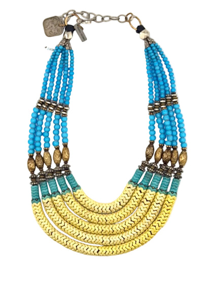 Masha Archer’s Yellow & Blue Snake Bead Necklace