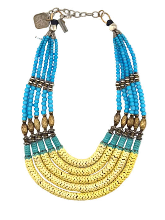 Masha Archer’s Yellow & Blue Snake Bead Necklace