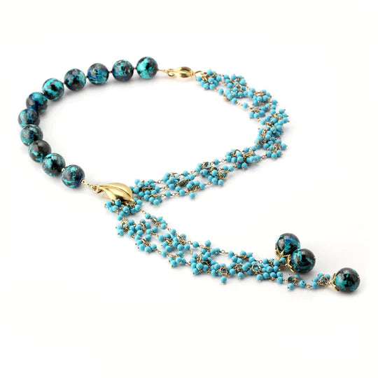 Turquoise & Chrysocolla Tassel Necklace