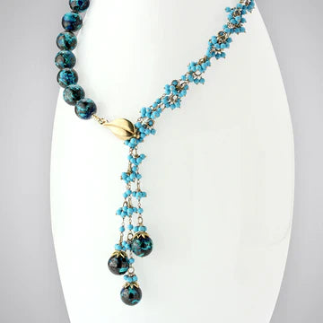 Turquoise & Chrysocolla Tassel Necklace