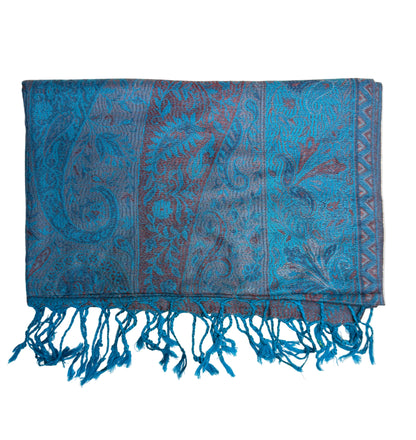 Turquoise Jamawar Pashmina Scarf