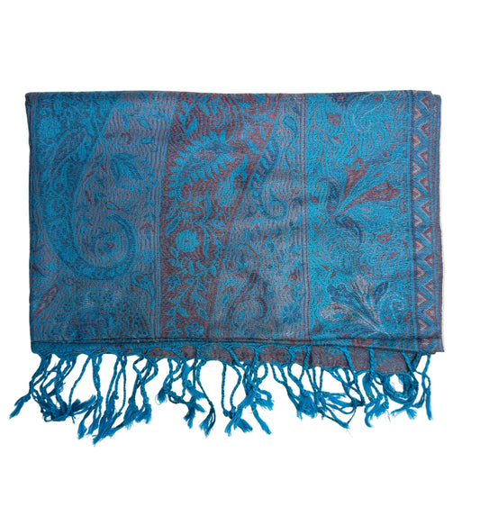 Turquoise Jamawar Pashmina Scarf