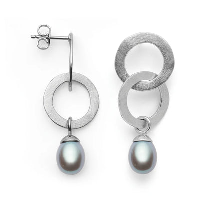 Sterling Silver & Grey Pearl Drop Earring