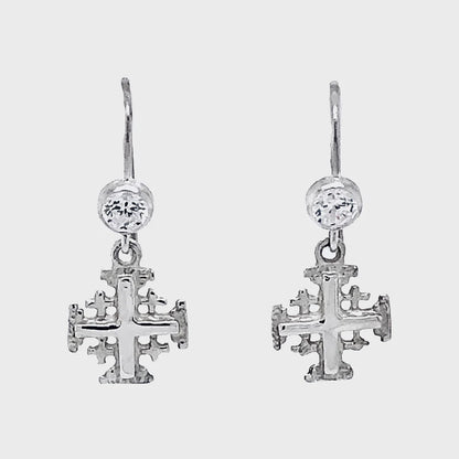 Jerusalem Cross Drop Earrings
