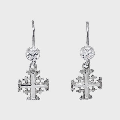 Jerusalem Cross Drop Earrings