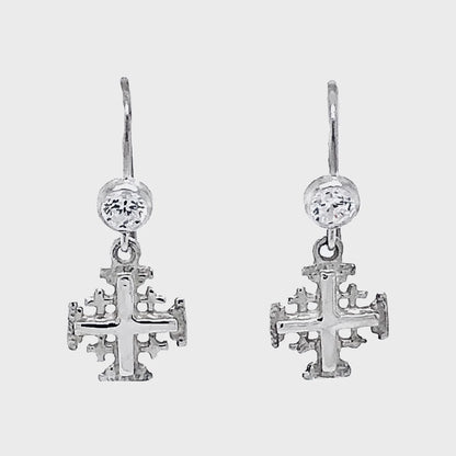 Jerusalem Cross Drop Earrings