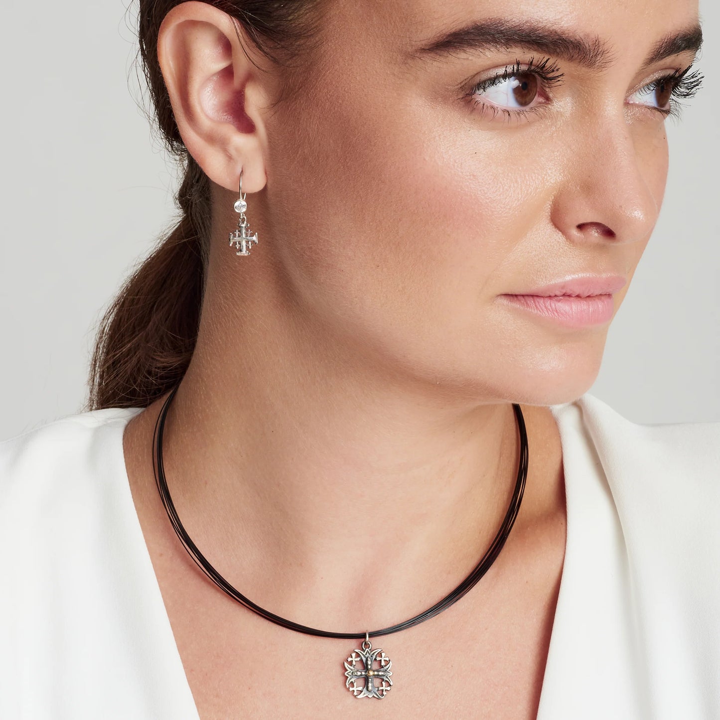 Jerusalem Cross Drop Earrings