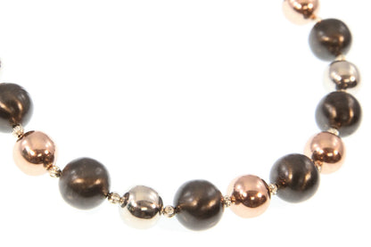 Tri-Color Sterling Silver Bead Bracelet