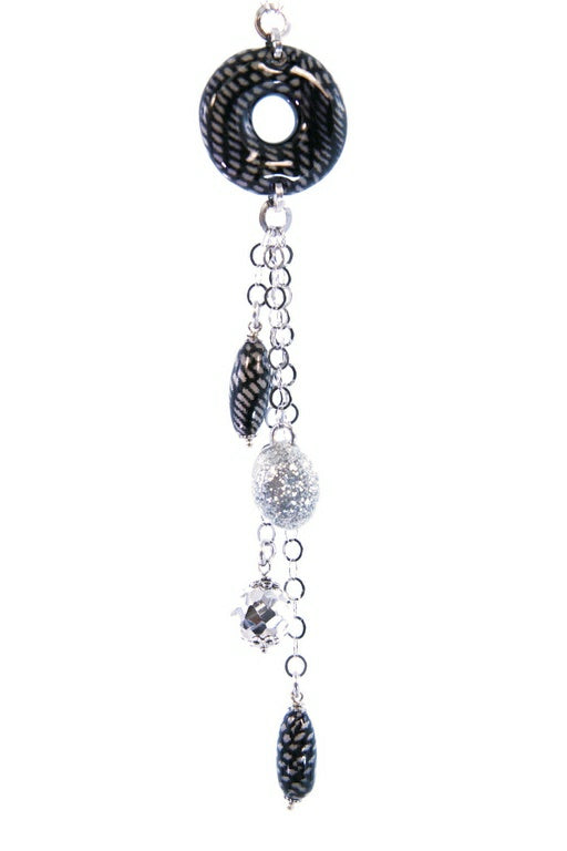 White Onyx & Enameled Sterling Pendant Necklace