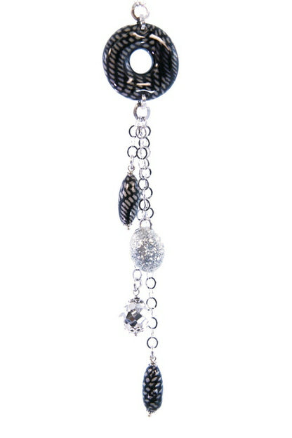 White Onyx & Enameled Sterling Pendant Necklace