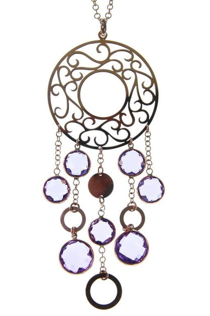 Purple Amethyst Filigree Pendant in 18k Rose Gold view 2
