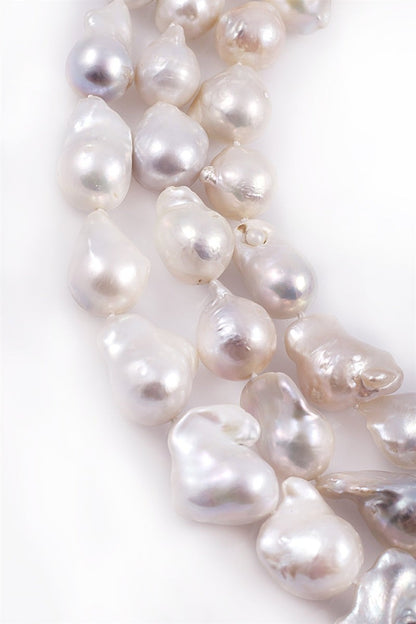 Triple Strand White Baroque Pearl & Ruby Necklace view 4