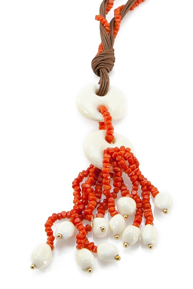 Sciacca Coral & White Coral Pendant Necklace view 2