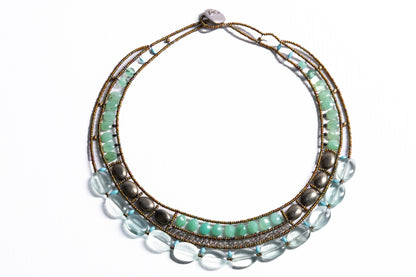 Ziio’s Atlas Necklace in Green Chrysophrase & Flourite