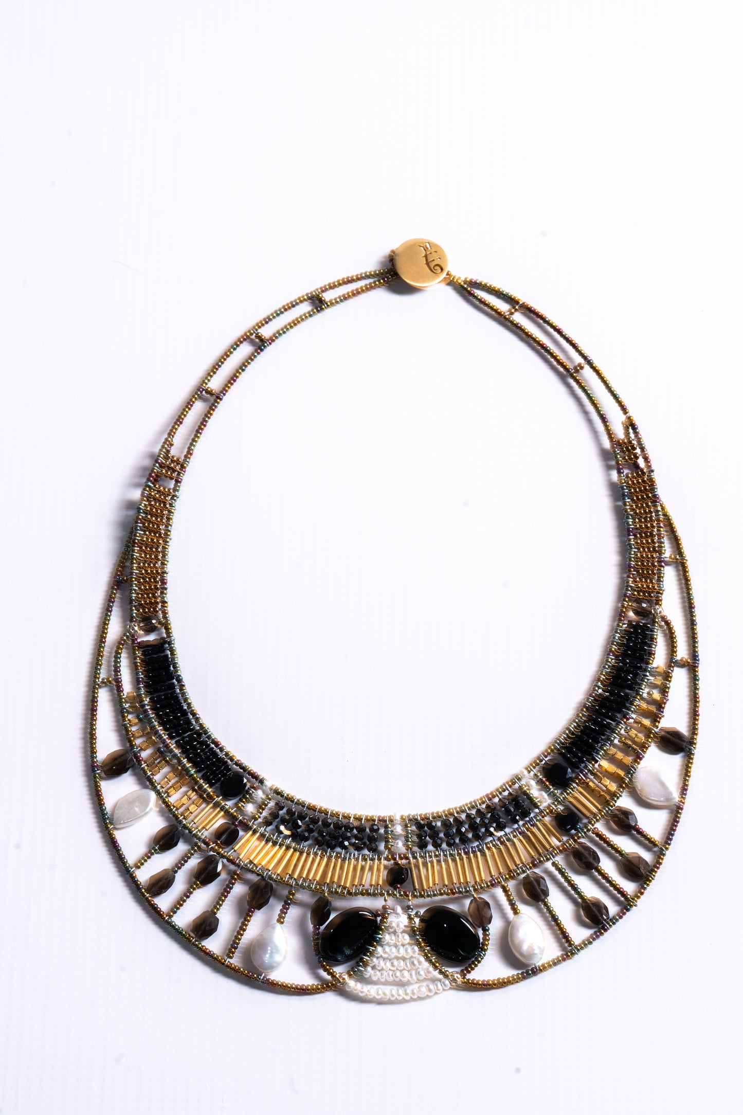 Ziio’s Doree Necklace in Black Onyx & Pearls