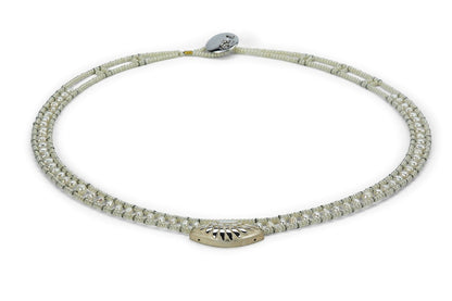 White Pearl Necklace with Silver Pendant by Ziio view 2
