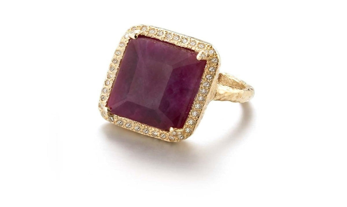 African Ruby & Diamond Ring, 14k Gold