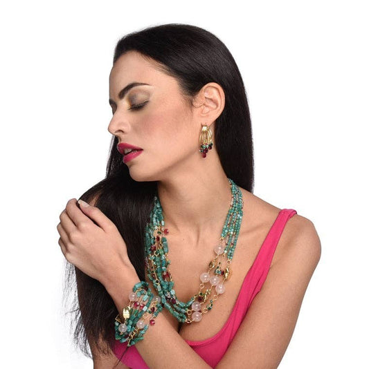 Jalila Earrings with Fuchsia Stones