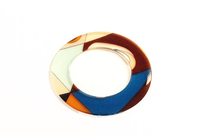 Cream, Gold & Blue Acrylic Flat Bangle