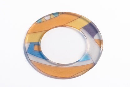 Caramel, Blue & Cream Abstract Acrylic Flat Bangle