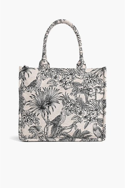 Leopard Floral Embellished Tote