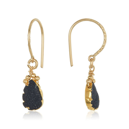 Druzy Teardrop Earrings in Gold