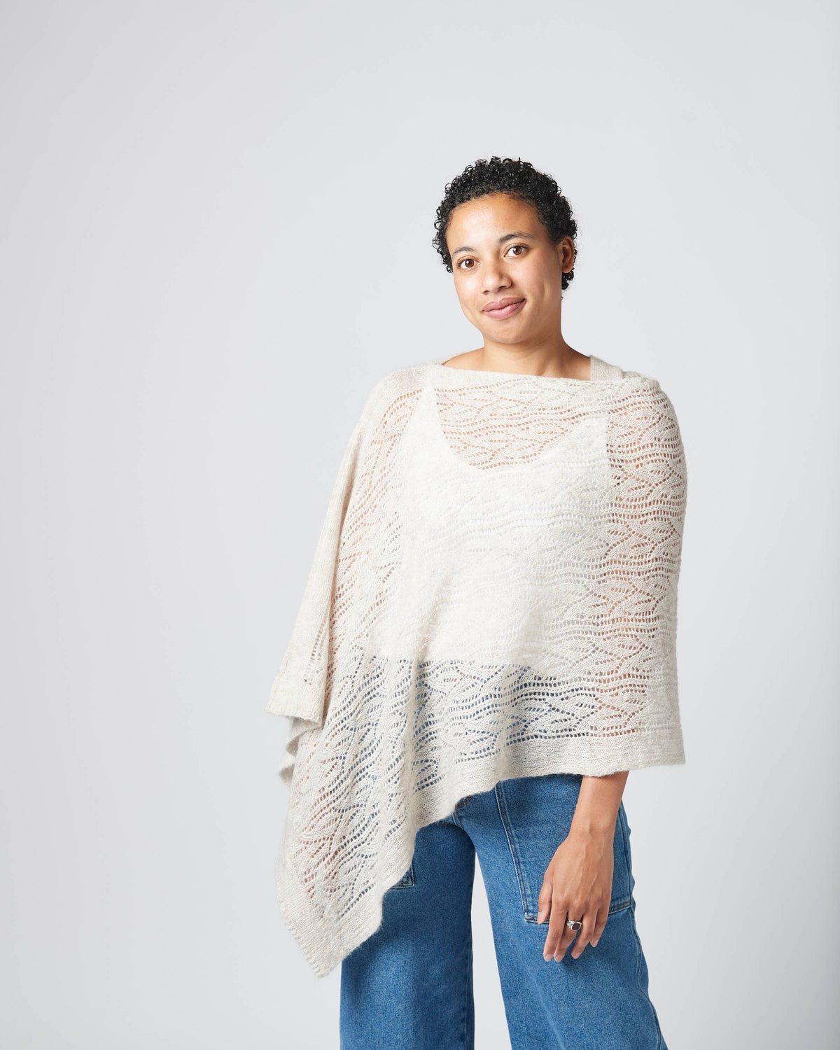'Tuscan Wedding Poncho', Mohair Blend in Off White