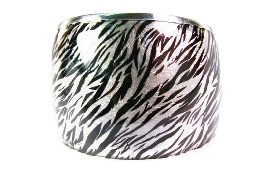 White Sterling Silver Cuff Bracelet with 2-Tone Enamel view 2