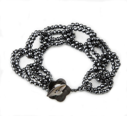 Faceted Hematite Infinity Link Bracelet by Rajola