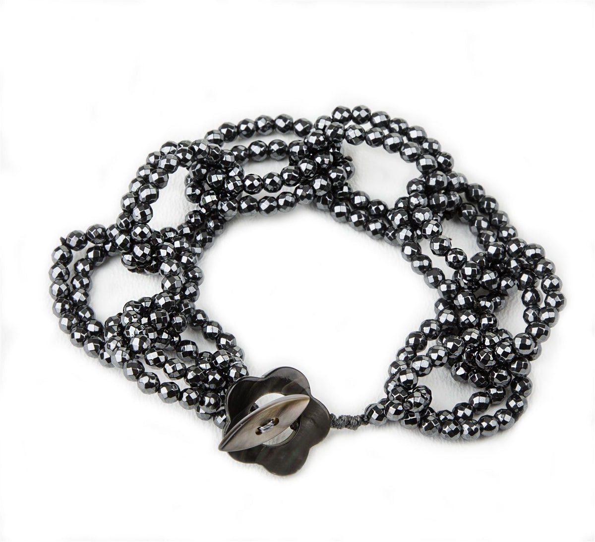Faceted Hematite Infinity Link Bracelet by Rajola