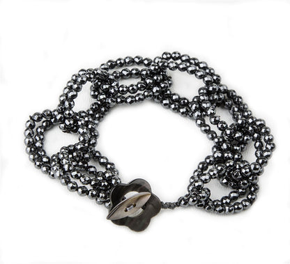 Faceted Hematite Infinity Link Bracelet by Rajola