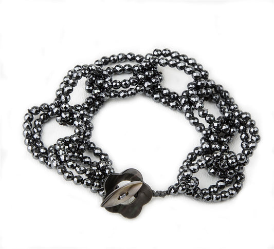 Faceted Hematite Infinity Link Bracelet by Rajola