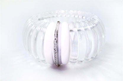 Rock Crystal, White Agate & Diamond Cuff Bracelet