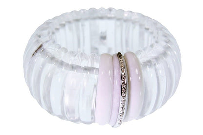 Rock Crystal, White Agate & Diamond Cuff Bracelet view 3