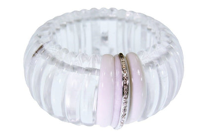 Rock Crystal, White Agate & Diamond Cuff Bracelet view 3