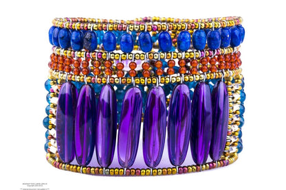 Statement Amethyst & Lapis Gemstone Cuff Bracelet by Ziio