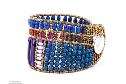 Statement Amethyst & Lapis Gemstone Cuff Bracelet by Ziio view 2