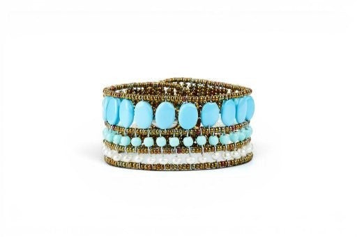 Turquoise & Pearl Cuff Bracelet by Ziio